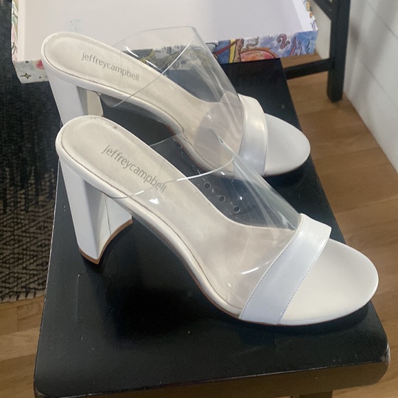 Jeffrey Campbell white and clear slides sz 9 like new - Picture 2 of 5